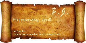 Petrovszky Jenő névjegykártya