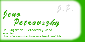jeno petrovszky business card