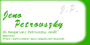 jeno petrovszky business card